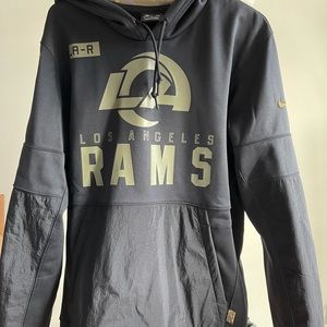 LA Rams on-field apparel, Nike dri-fit hooded sweatshirt, Sz M. Like new.